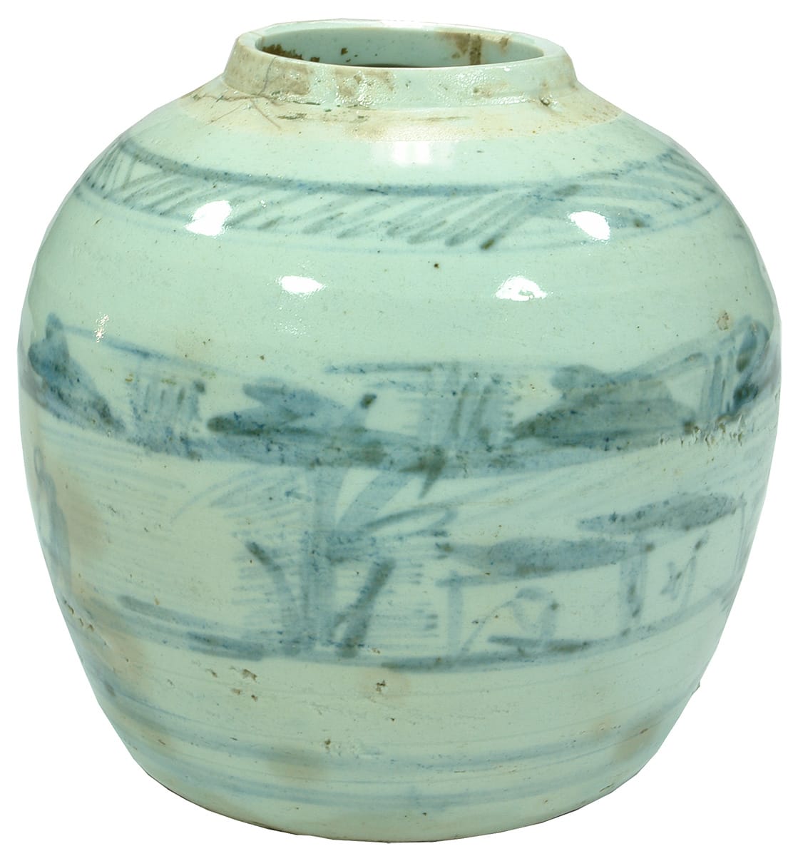 Blue Glaze Antique Ceramic Chinese Ginger Jar