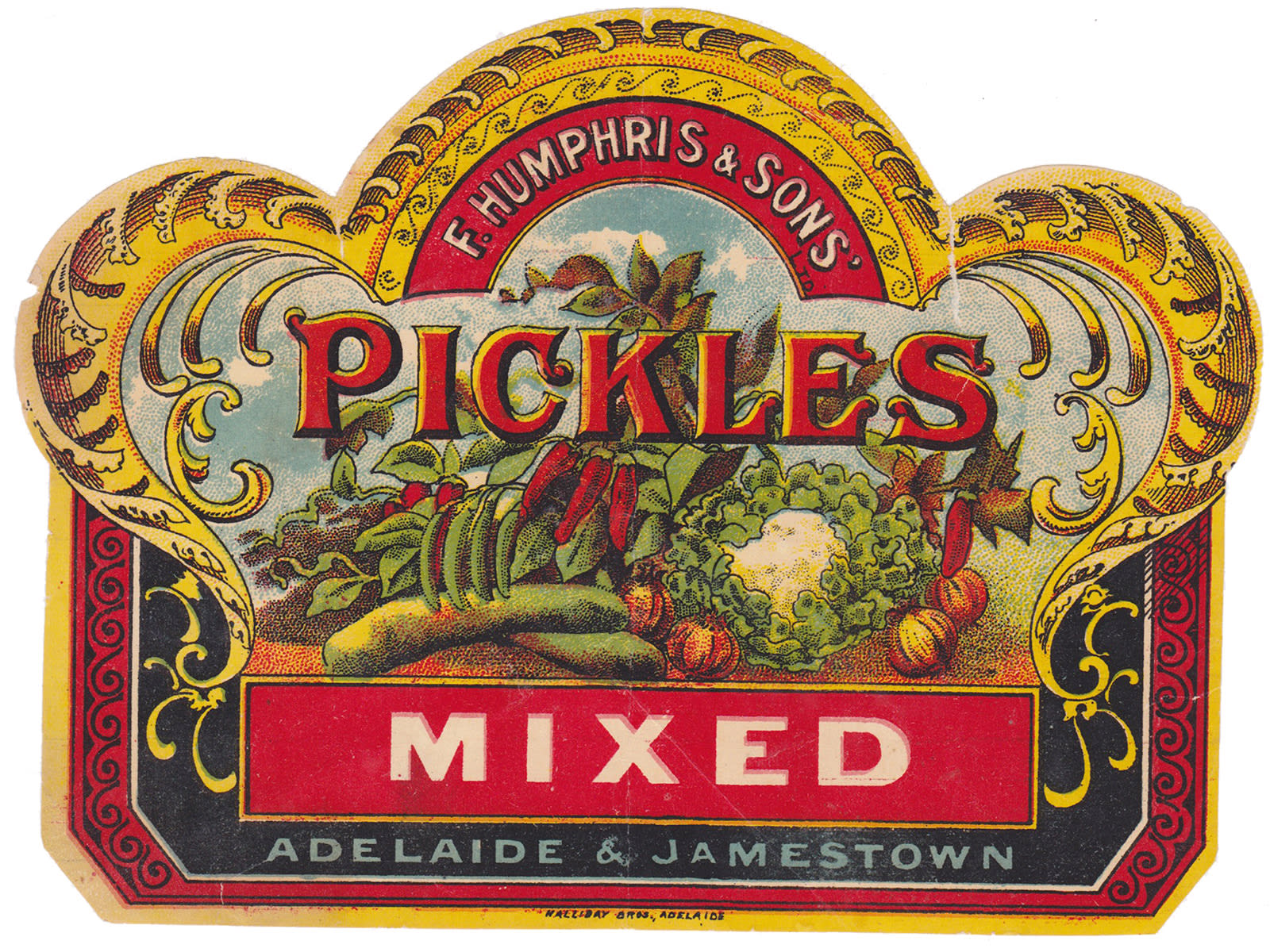 Humphris Pickles Adelaide Jamestown Vintage Label