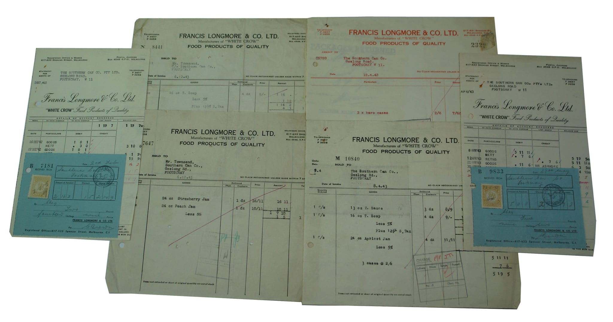 Francis Longmore Melbourne Invoices Ephemera