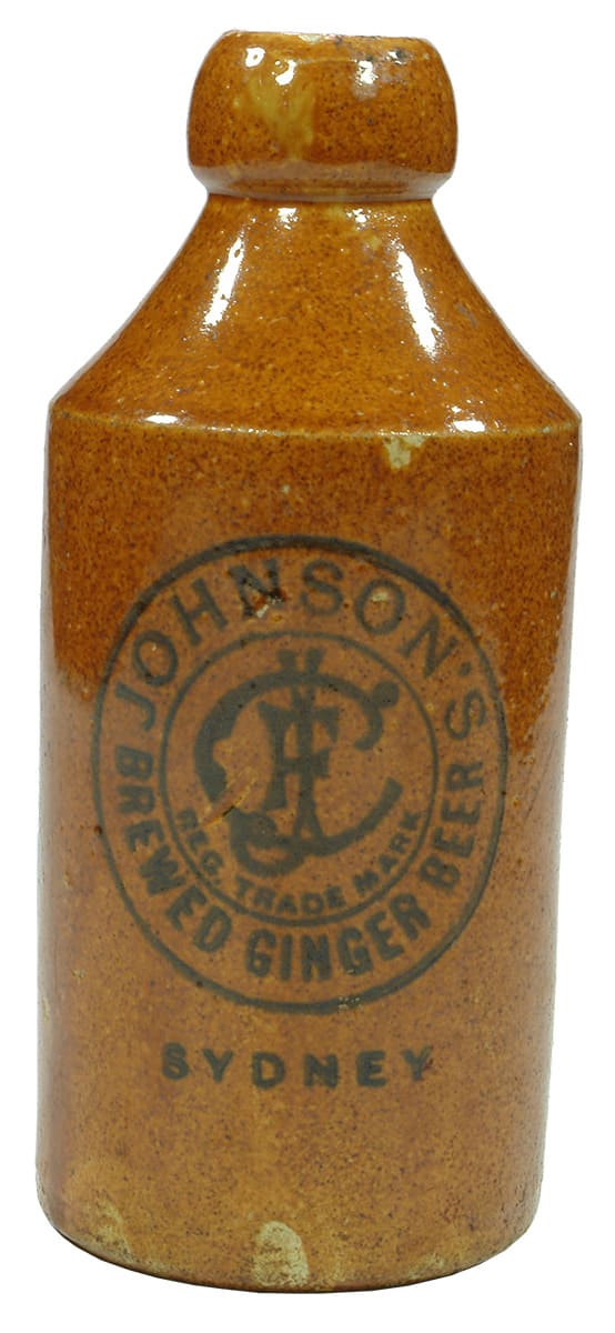 Johnson's Sydney Red Glaze Ginger Beer Bottle