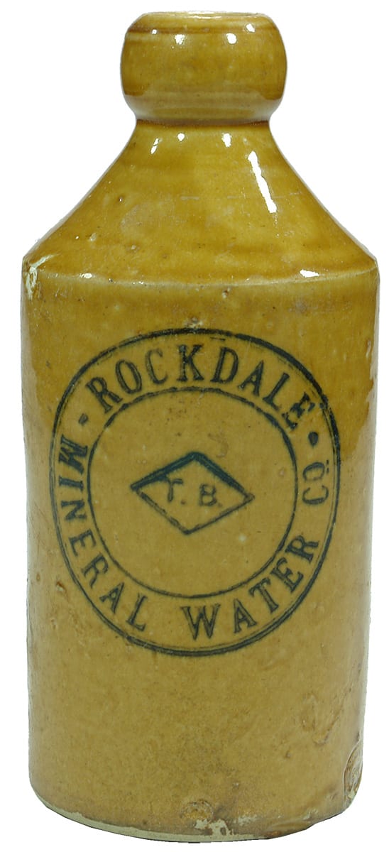 Rockdale Mineral Water Stoneware Ginger Beer Bottle