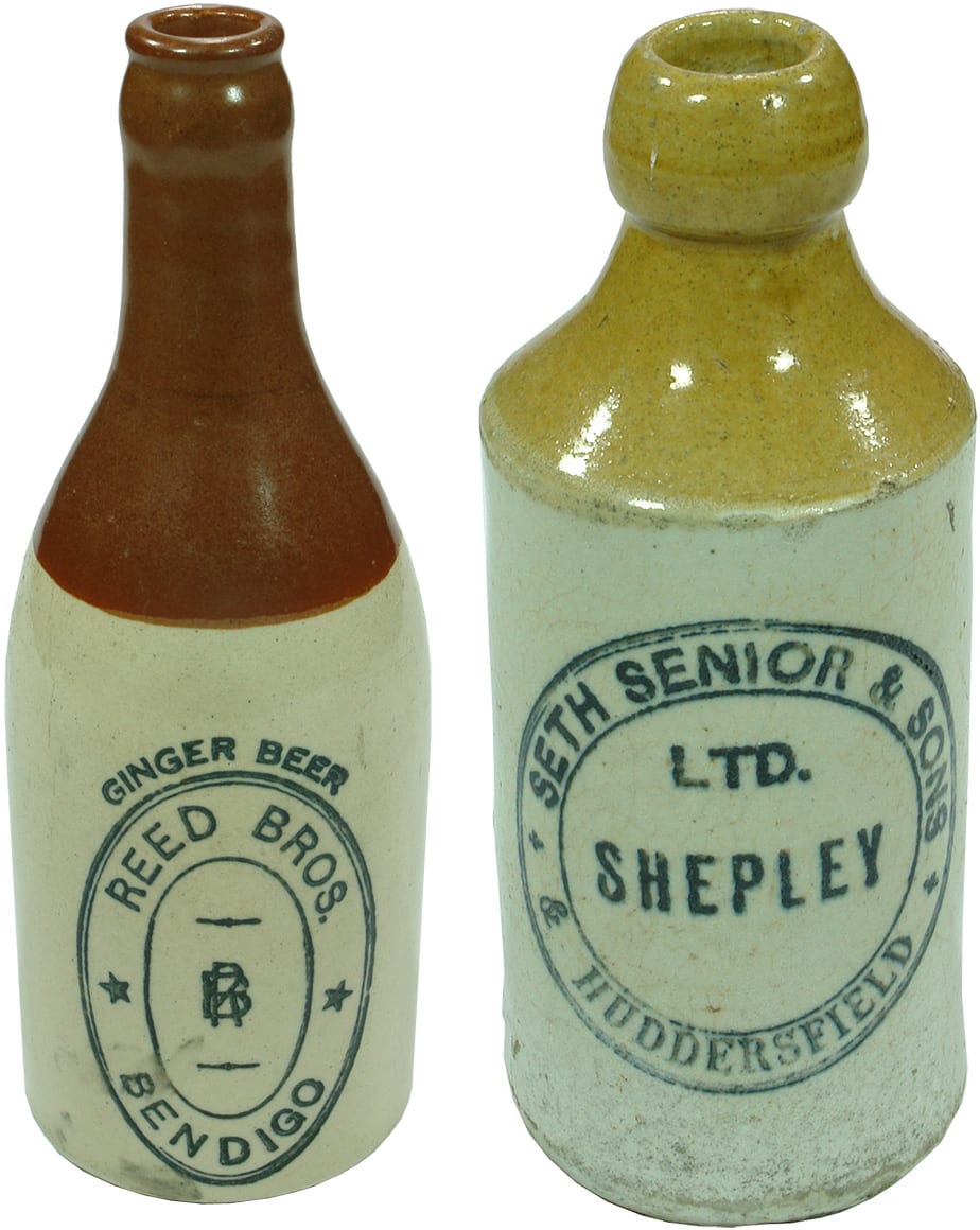 Pair Antique Old Ginger Beer Bottles