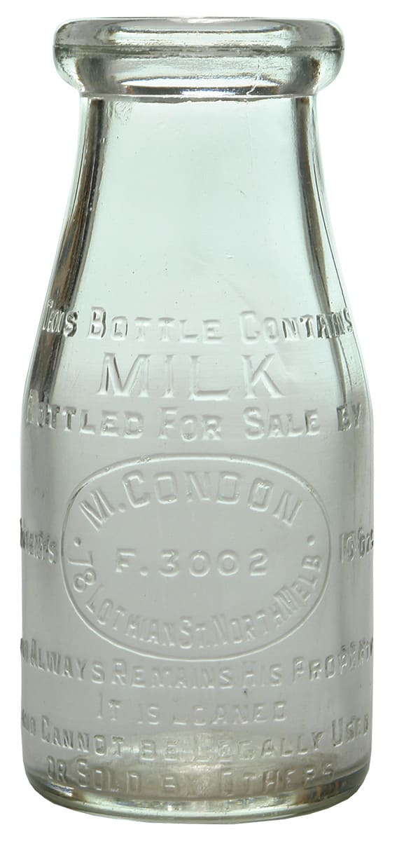 Condon North Melbourne Milk Bottle