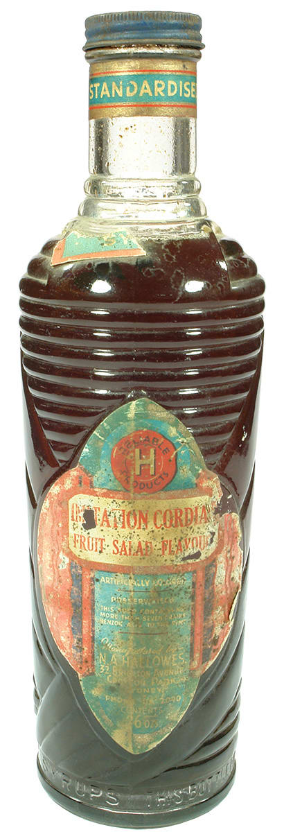 Hallowes Croydon Park Sydney Labelled Cordial Bottle