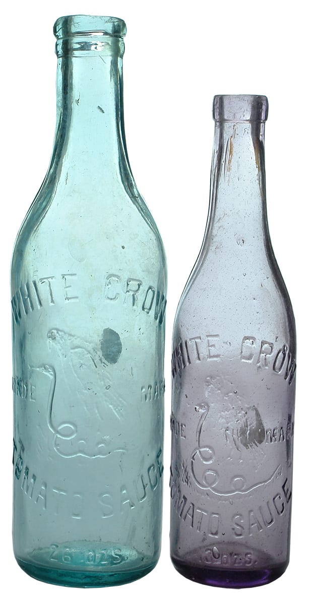 White Crow Tomato Sauce Antique Bottles