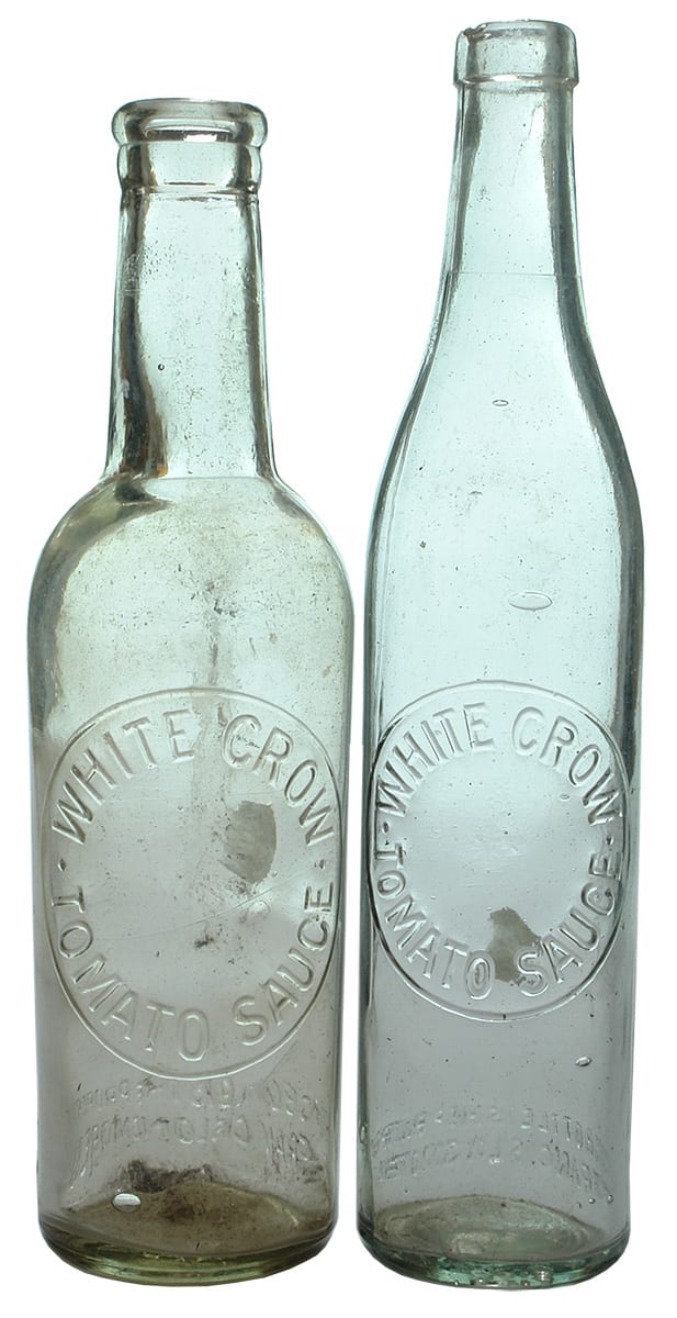 White Crow Tomato Sauce Antique Bottles