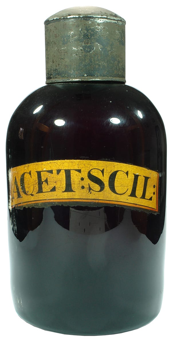 Acet Scil Black Glass Chemist Storage Jar