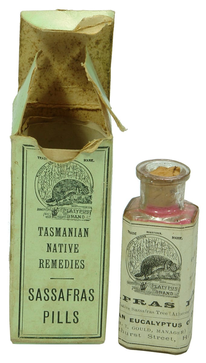 Gould Hobart Platypus Brand Tasmanian Native Remedies Sassafras Pills