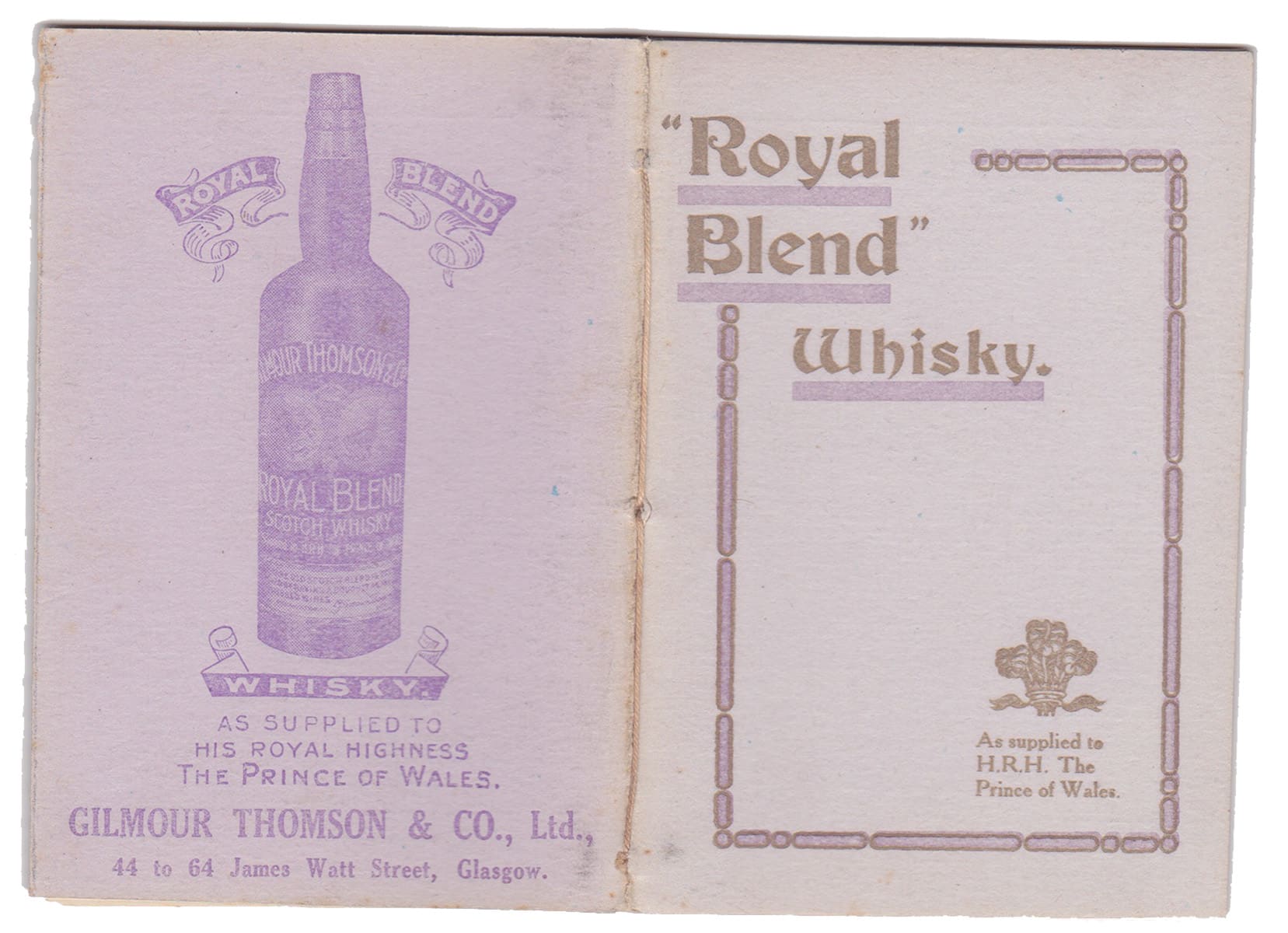 Gilmour Thomson Royal Blend Whisky Glasgow Notebook