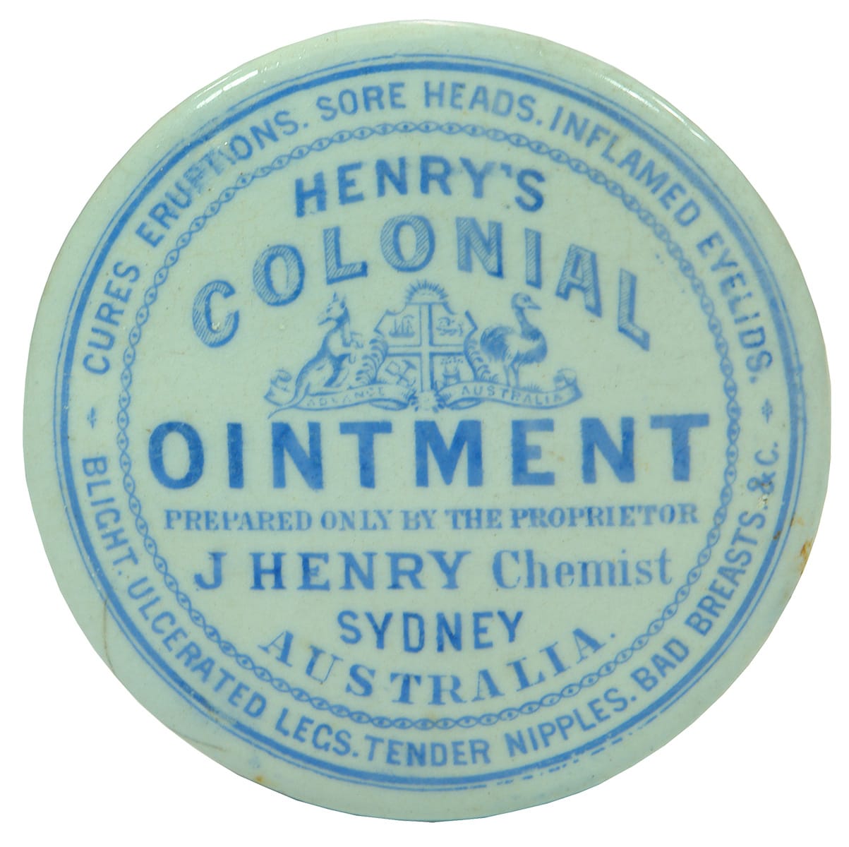 Henry's Colonial Ointment Sydney Pot Lid