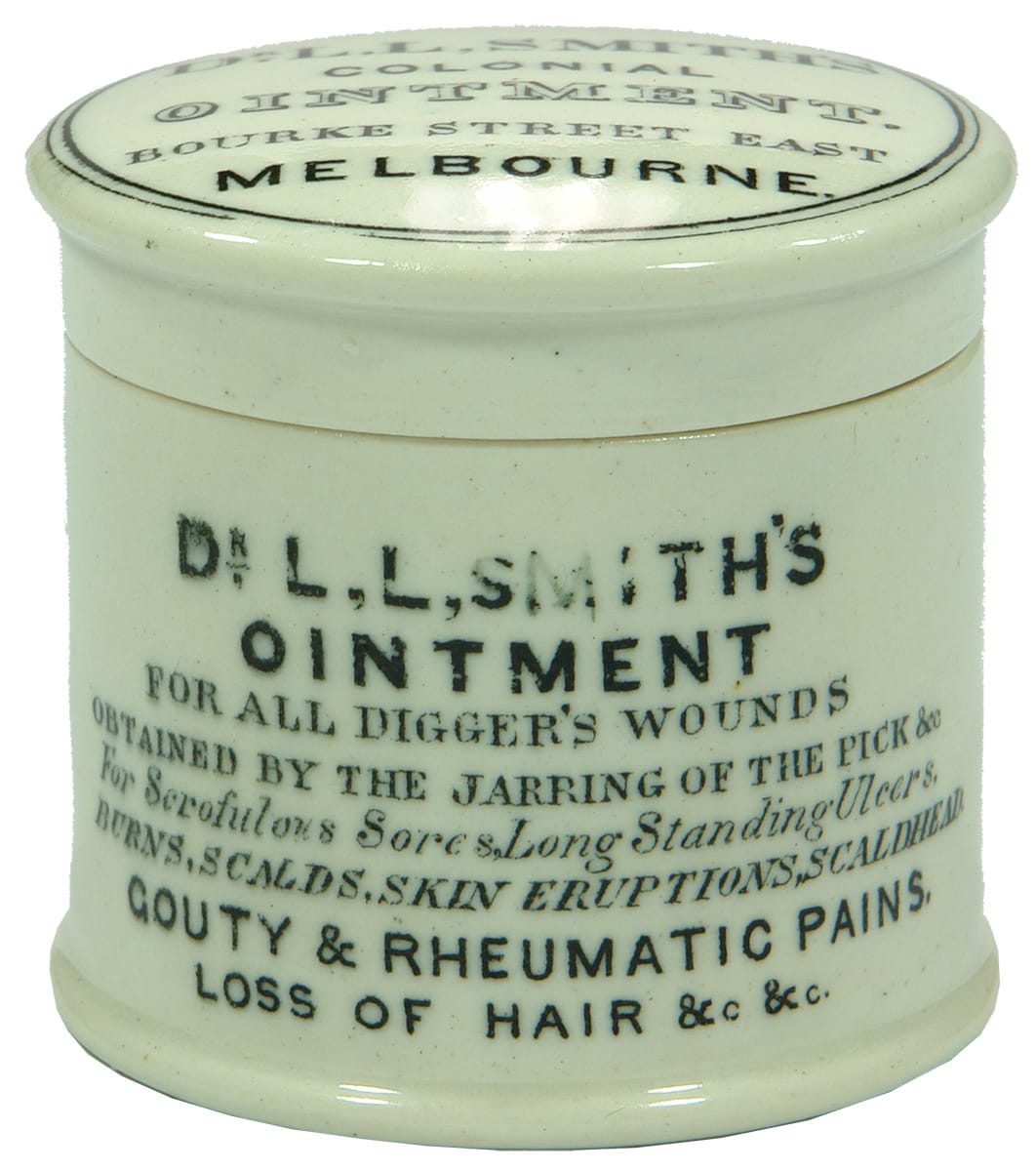 Dr Smith's Colonial Ointment Bourke Street Melbourne Pot Lid