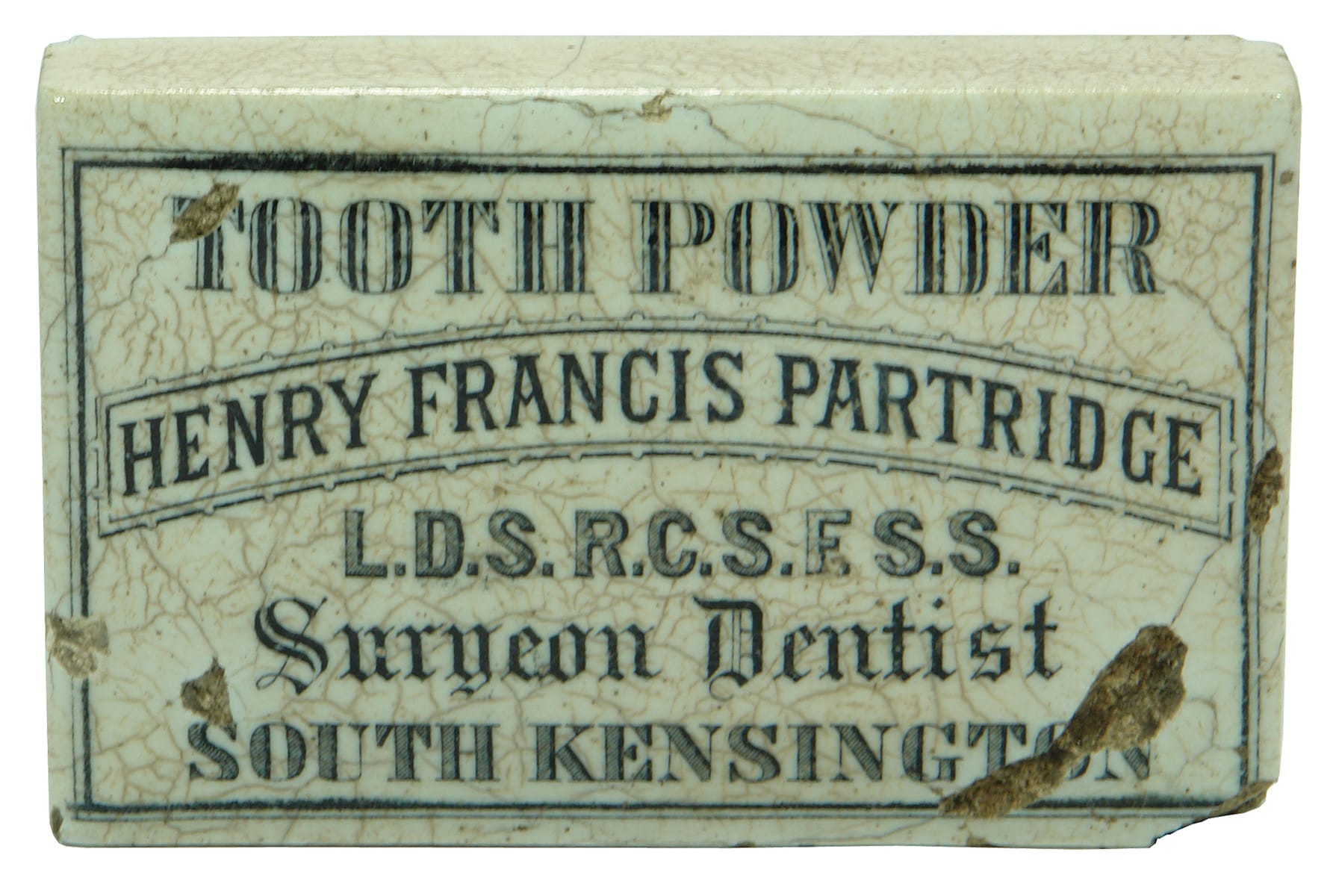 Henry Francis Partridge Dentist Kensington Pot Lid