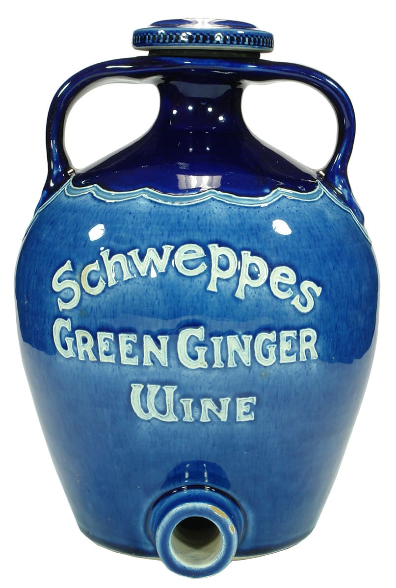 Schweppes Green Ginger Wine Display Stoneware Barrel