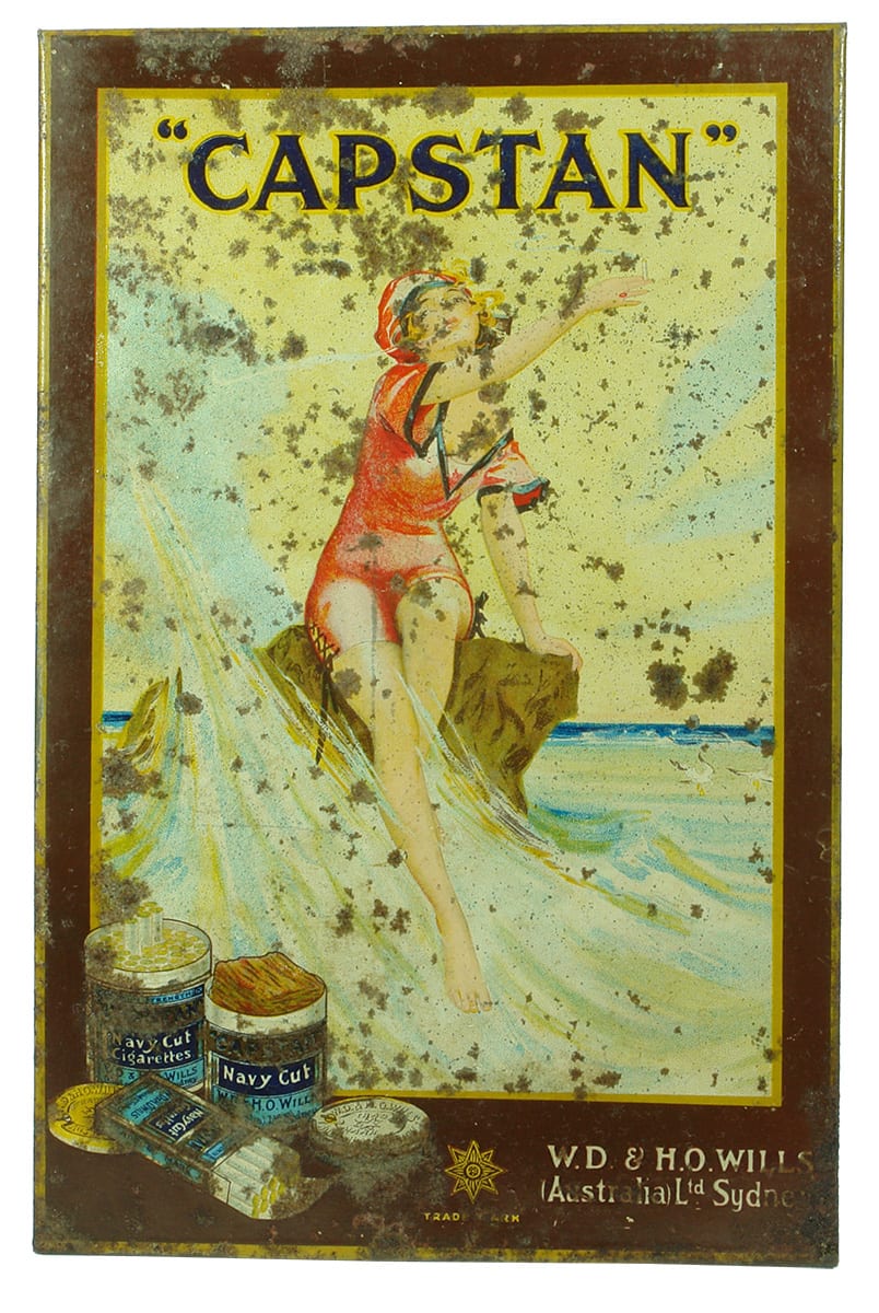 Capstan Wills Australia navy Cut Cigarettes Advertising Sign