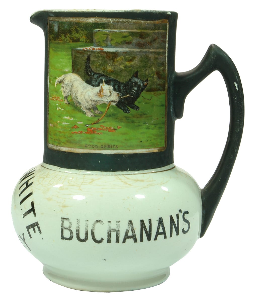 Buchanan's Black White Scottie Dogs Water Jug