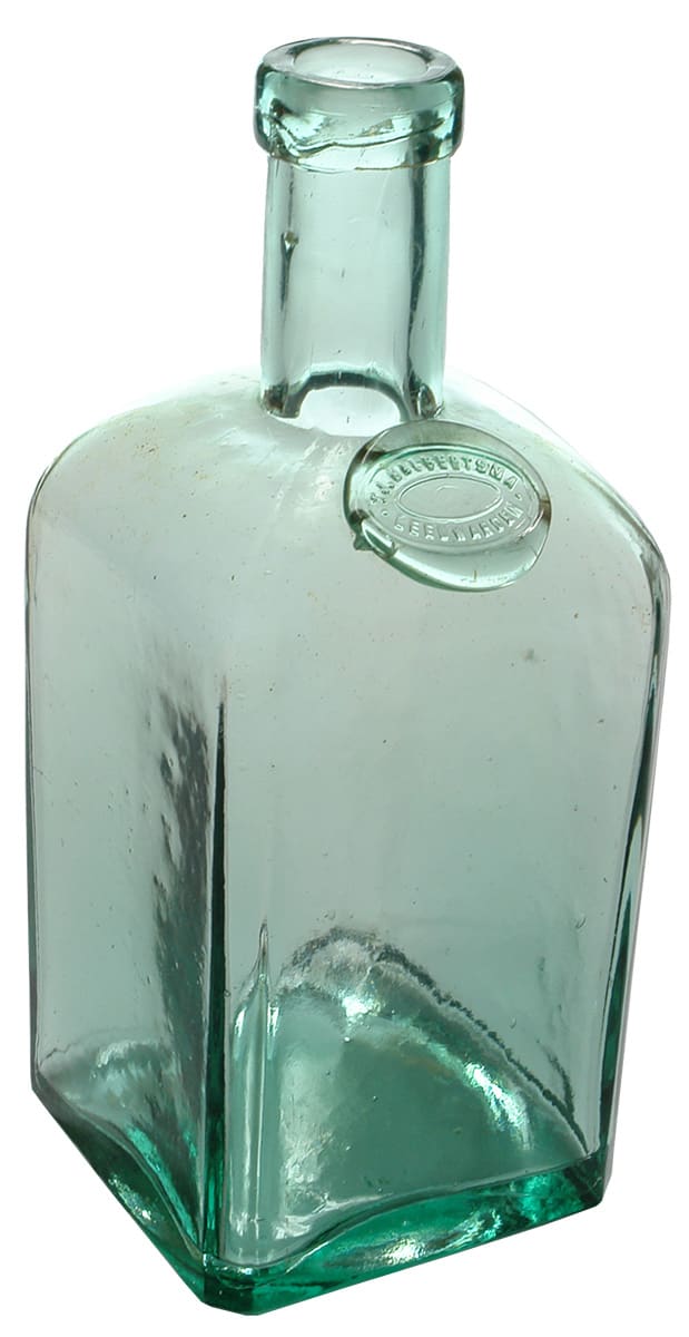 Halbertsma Leeuwarden Seal Aqua Glass Square Bottle