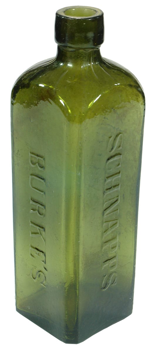 Burke's Schiedam Schnapps Old Green Bottle