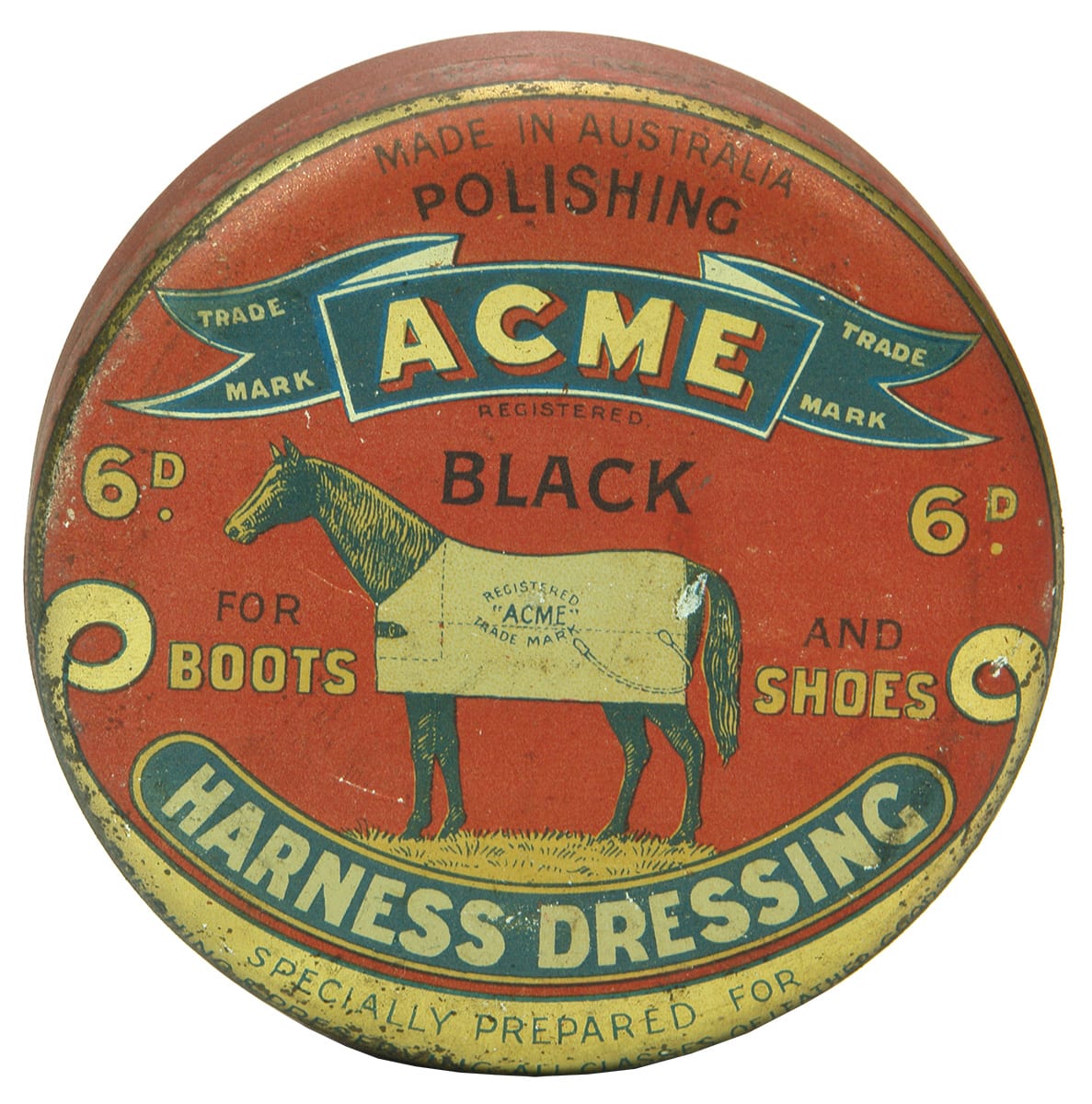Acme Harness Dressing Horse Guthridge Melbourne Tin