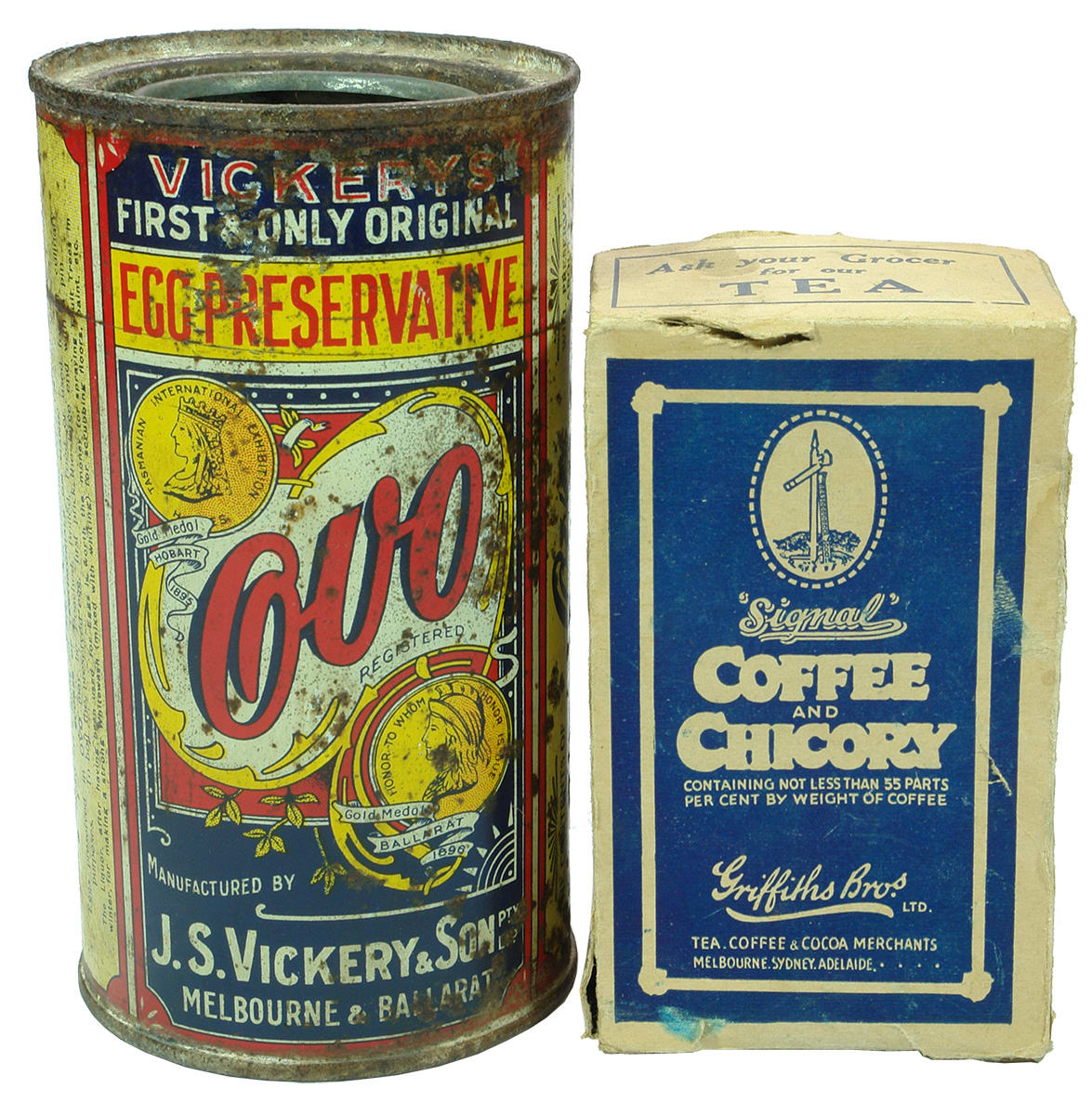 Vickery's Ovo Tin Griffiths Bros Box Coffee