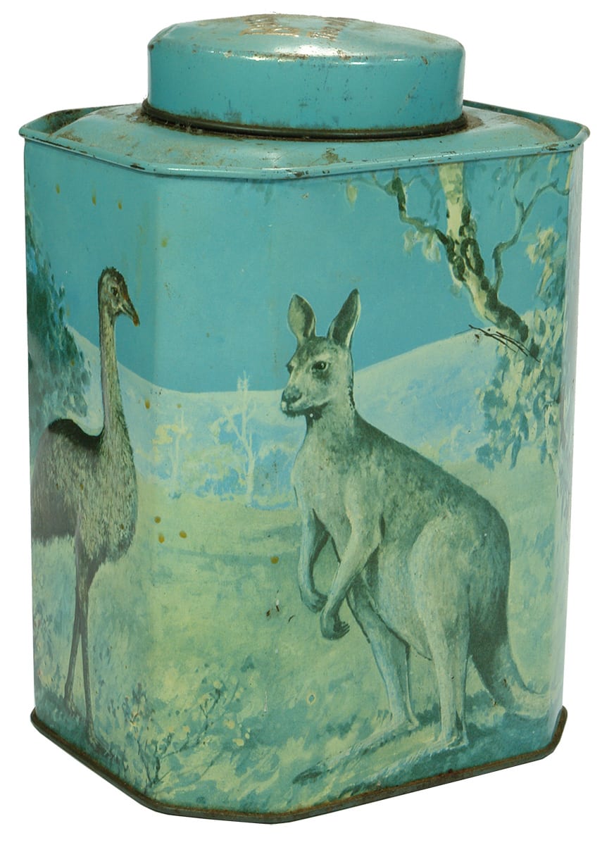 Bushell's Tea Tin Kangaroo Emu Kookaburra Koala