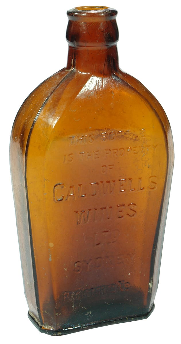Caldwells Wines Sydney Amber Glass Bottle