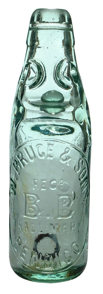 Bruce Sons Bendigo Codd Soda Water Bottle