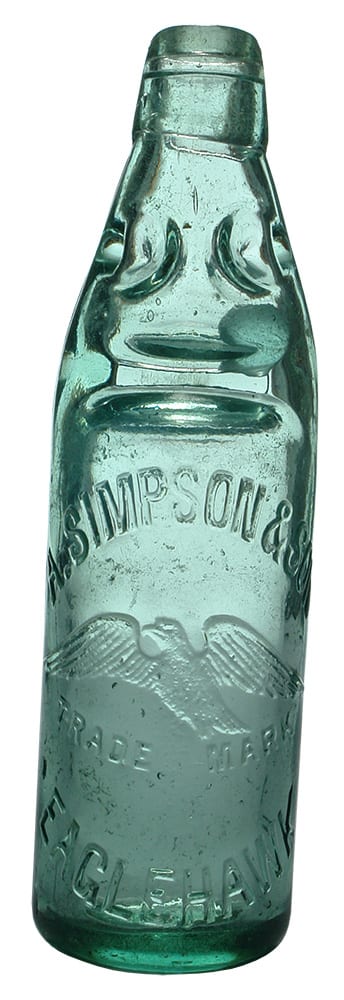 Simpson Eaglehawk Melbourne Glass Works Codd Bottle