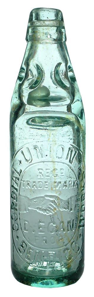 Union Cordial Works Bendigo Codd Bottle