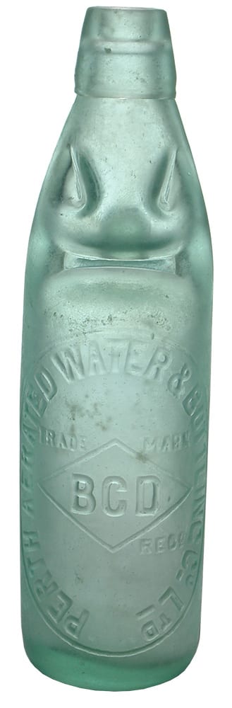 BCD Perth Aerated Water Antique Codd Bottle