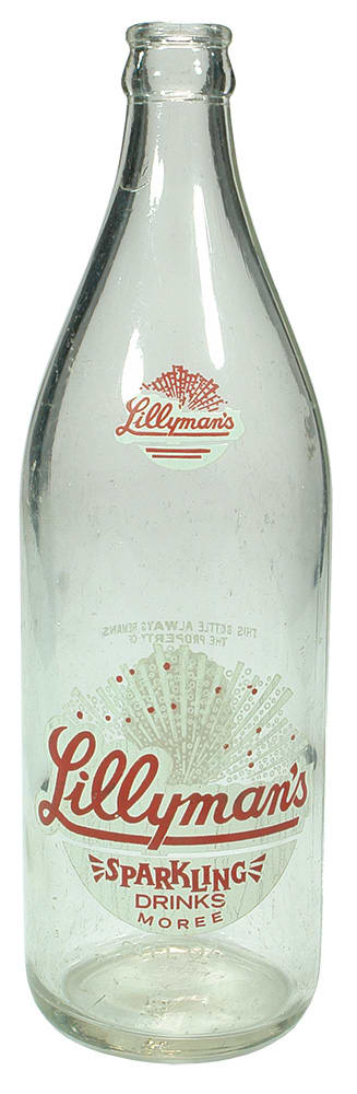 Lillyman's Moree Ceramic Label Soft Drink Bottle