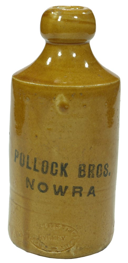 Pollock Bros Nowra Stoneware Ginger Beer Bottle