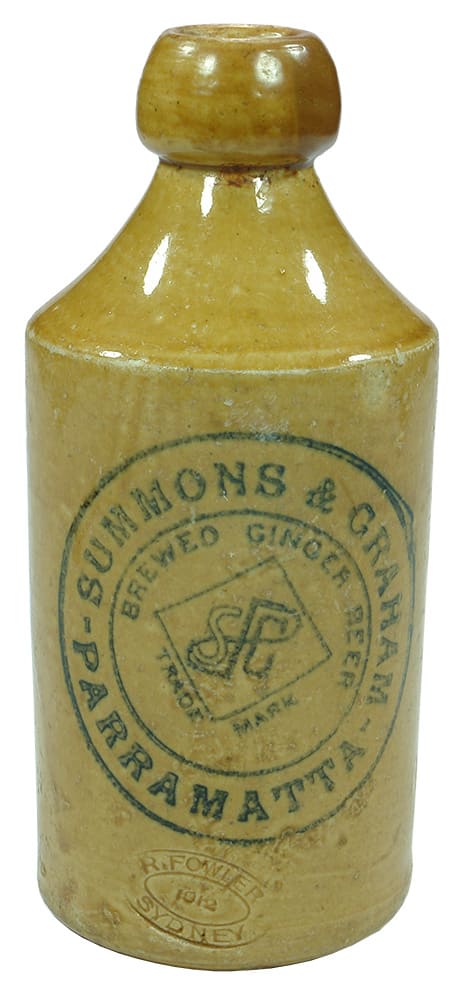 Summons Graham Parramatta Stoneware Ginger Beer Bottle