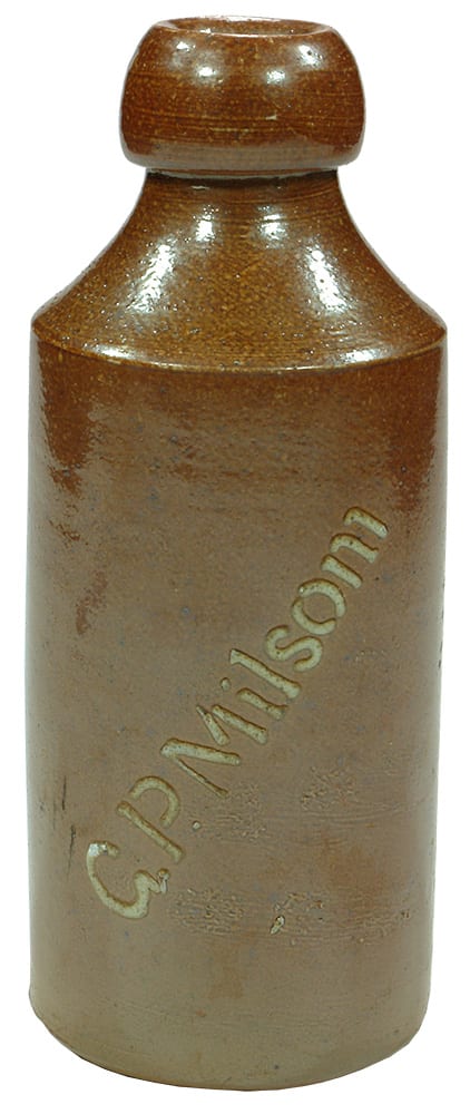 Milsom Stoneware Ginger Beer Antique Bottle