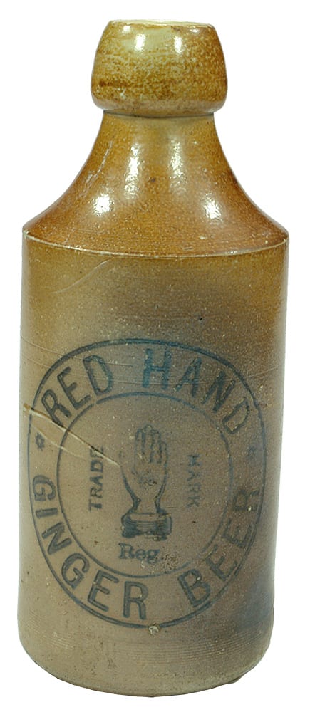 Red Hand Ginger Beer Stoneware Bottle