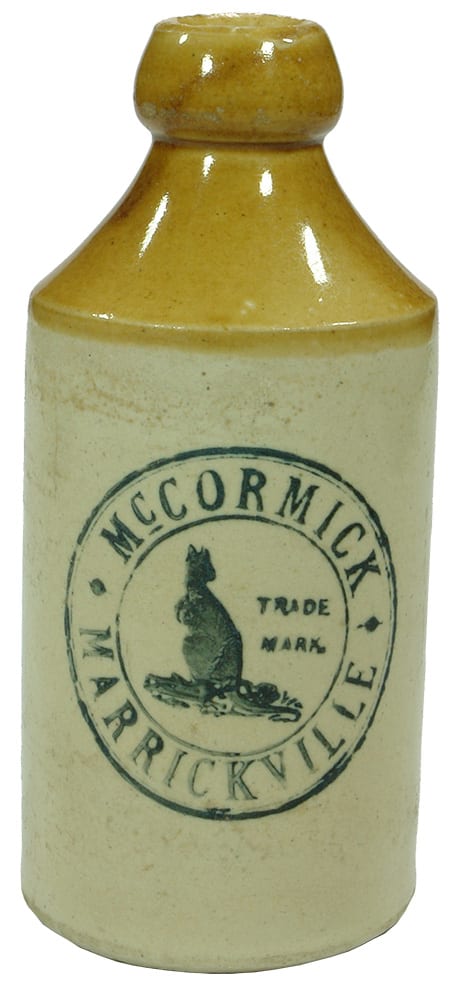 McCormick Marrickville Kangaroo Stoneware Ginger Beer Bottle