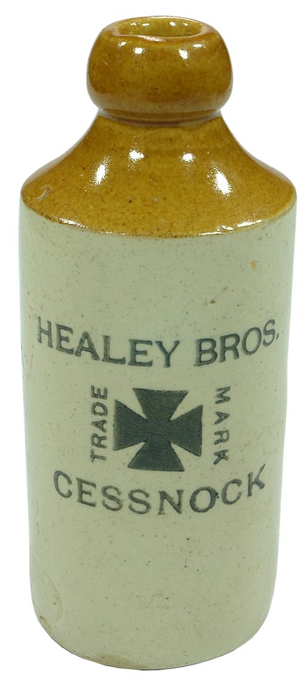 Healey Bros Cessnock Stoneware Ginger Beer Bottle