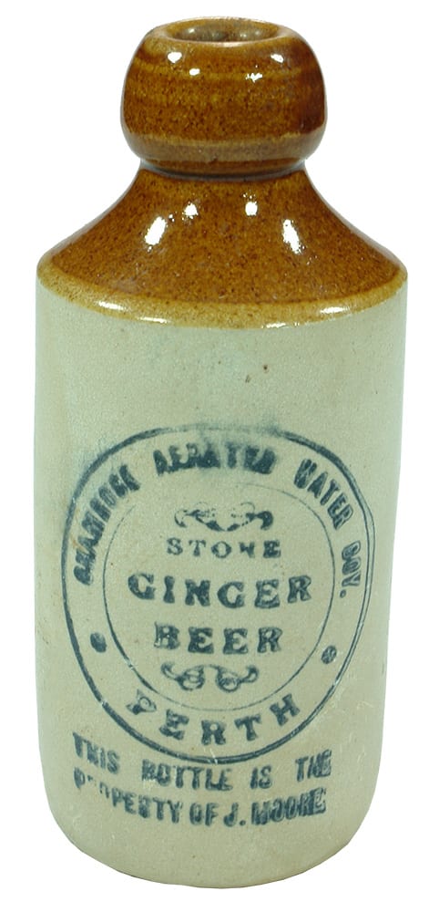 Shamrock Aerated Water Moore Perth Stoneware Bottle