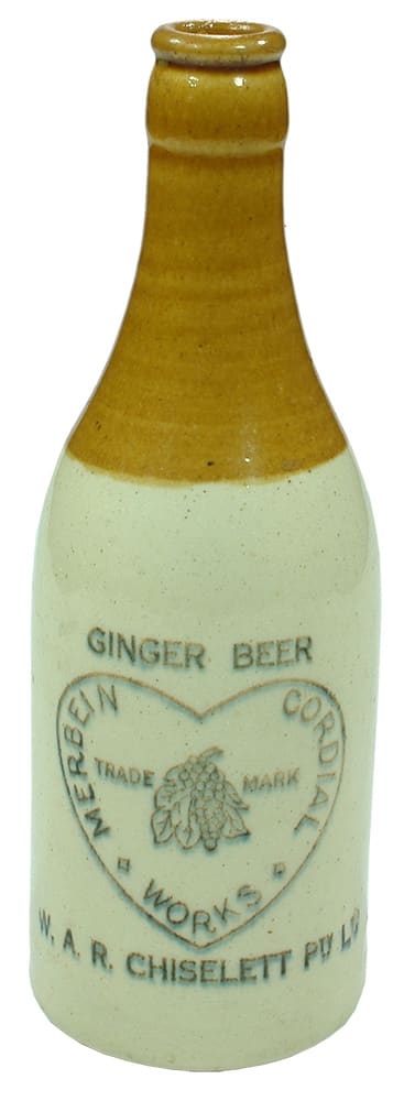 Merbein Cordial Works Chiselett Stoneware Bottle