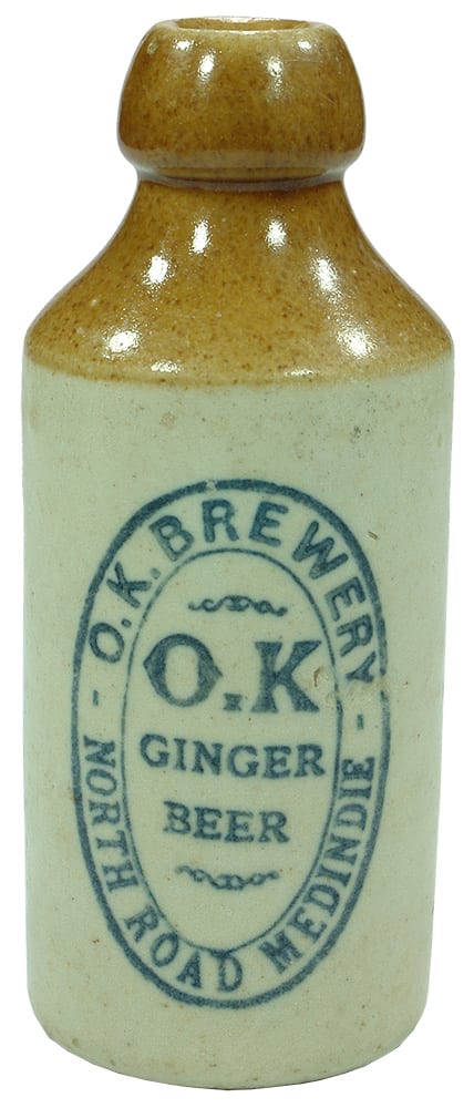 OK Brewery Medindie Stoneware Ginger Beer Bottle