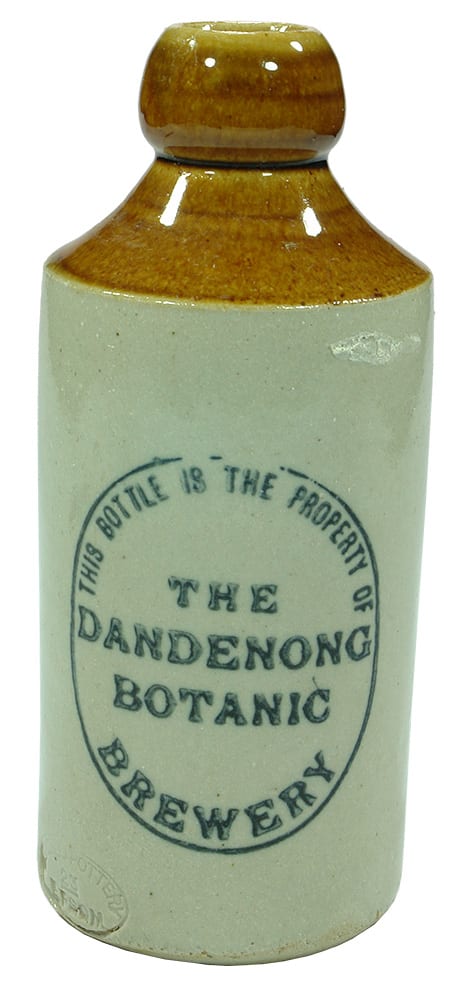 Dandenong Botanic Brewery Bendigo Pottery Stoneware Bottle