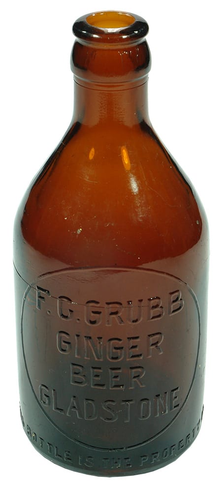 Grubb Gladstone Amber Glass Ginger Beer Bottle