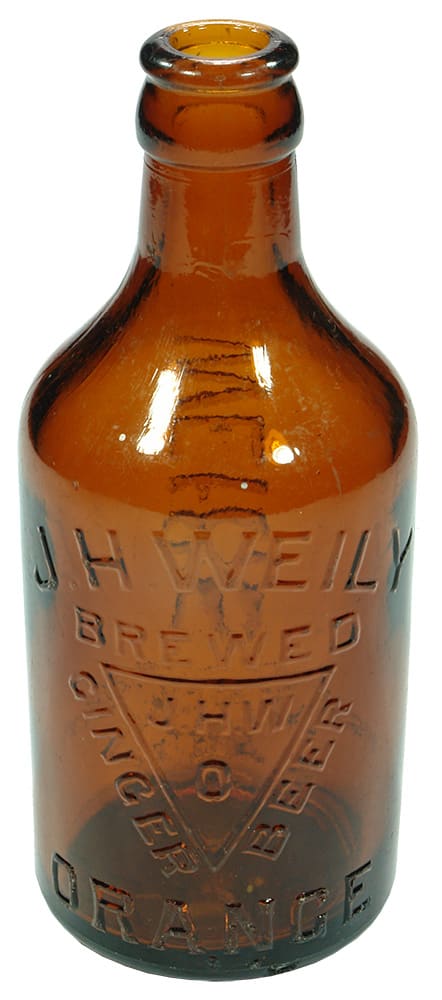 Weily Orange Amber Glass Ginger Beer Bottle