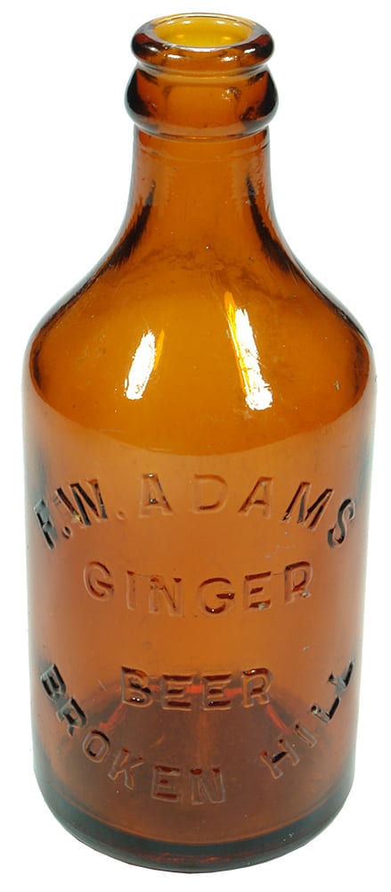 Adams Broken Hill Glass Ginger Beer Bottle