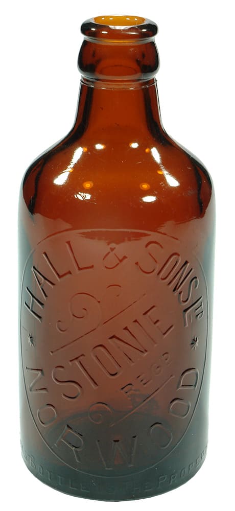 Hall Stonie Norwood Amber Glass Old Bottle