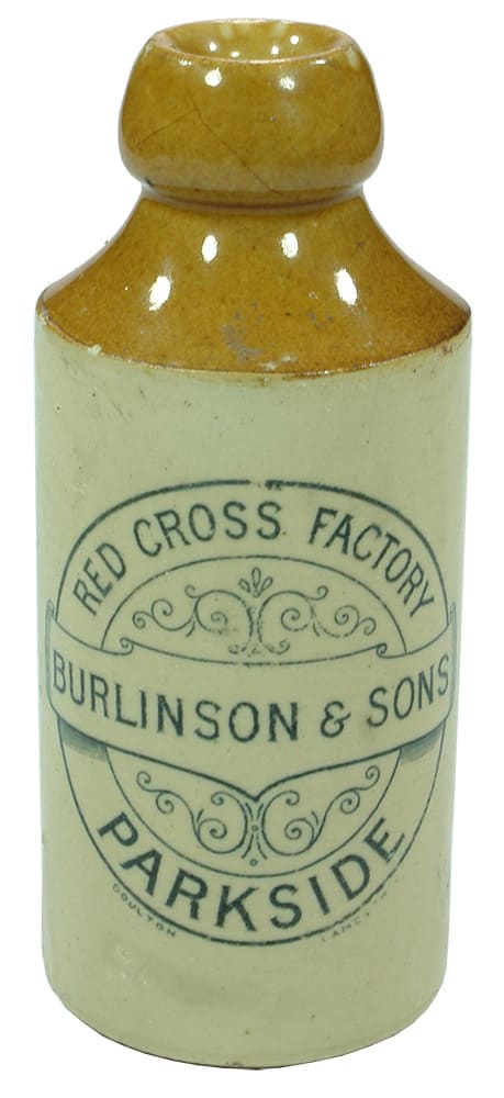 Burlinson Parkside Red Cross Factory Stoneware Bottle