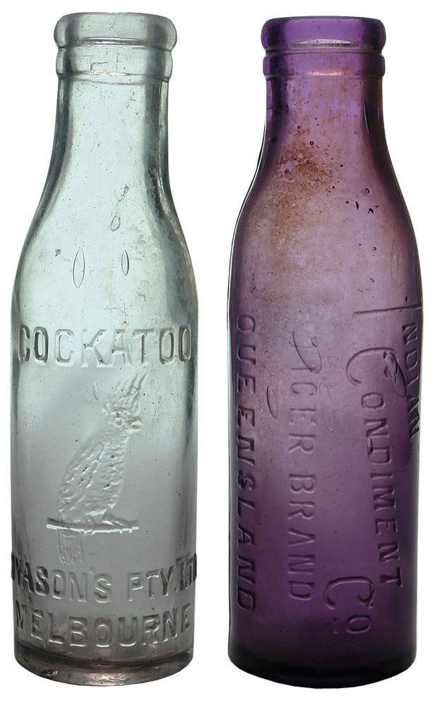 Cockatoo Indian Purple Glass Chutney Bottles