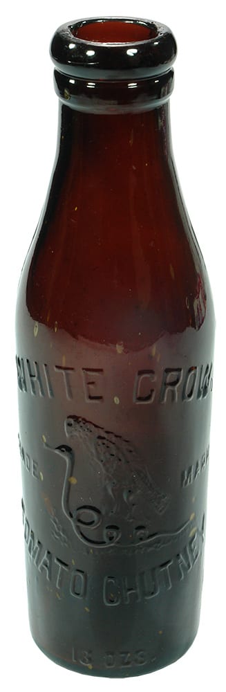 White Crow Chutney Amber Glass Bottle