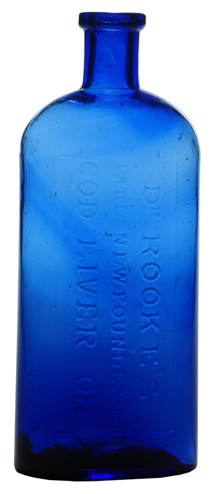 Rooke's Newfoundland Cod Liver Oil Cobalt Bottle