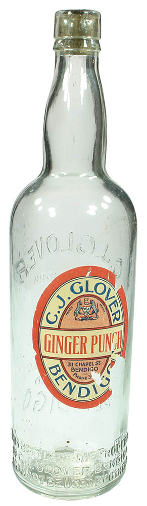 Glover Bendigo Ginger Punch Vintage Cordial Bottle