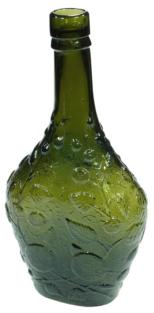 Rose Green Glass Bladder shape Cordial Bottle